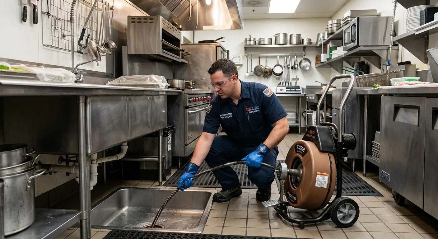 Commercial drain cleaning service in a restaurant kitchen in Land O' Lakes
