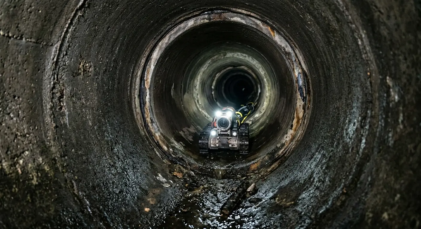 Robotic sewer camera inspecting pipe interior for Drain Snake Service in Land O' Lakes